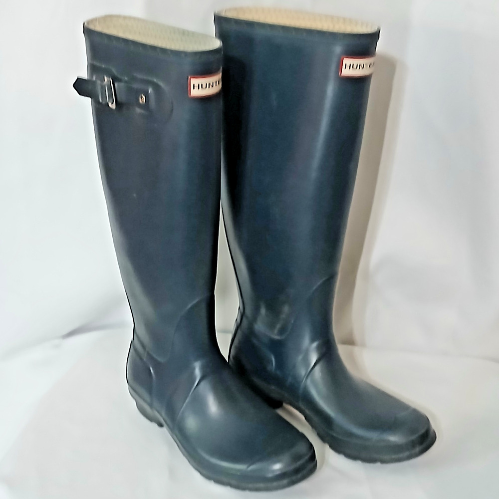 HUNTER WOMEN'S ORIGINAL TALL BACK ADJ RAIN BOOT SIZE 7M Classic Quiet Luxury Y2K